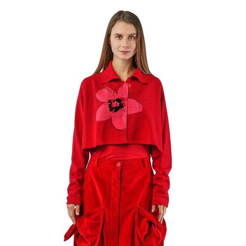 Rundholz Flower Jacquard Crop Cardigan